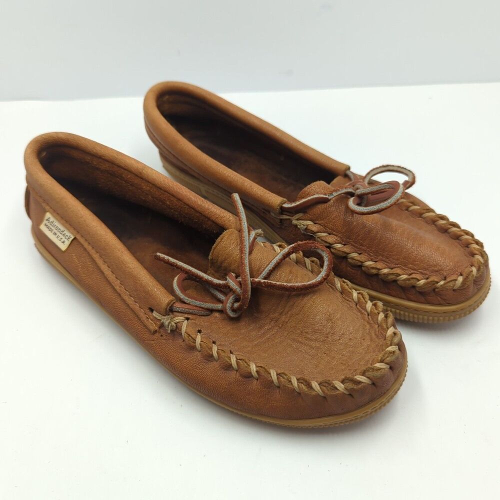 Adirondack Leather Moccasin Womens 7M Brown